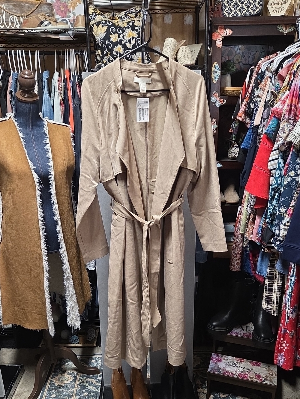 H&M Light Beige Belted Trench Coat